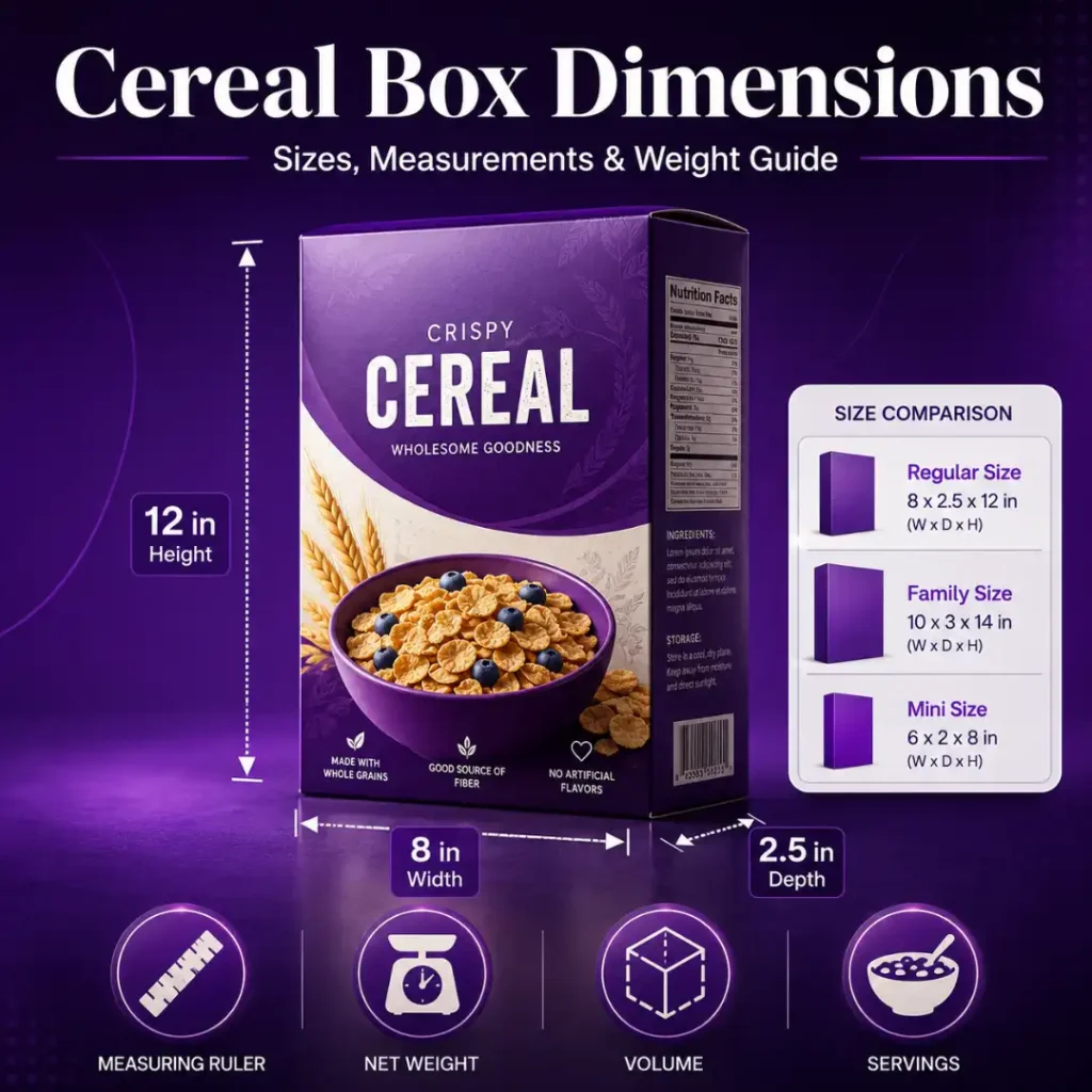 Cereal Box Dimensions Sizes, Weight & Volume