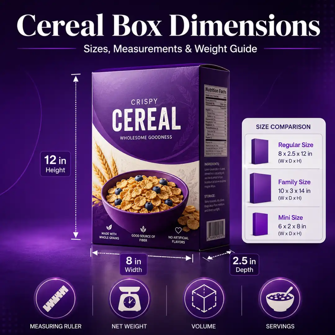 Cereal Box Dimensions Sizes, Weight & Volume